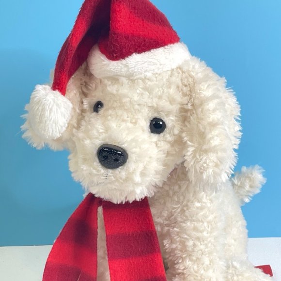 RARE Gitzy Beautifully Detailed‎ White Christmas Puppy Dog 12" Plush Stuffed Toy - Picture 4 of 7